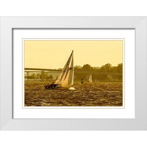 Severn River Sailing I White Modern Wood Framed Art Print with Double Matting by Hausenflock, Alan