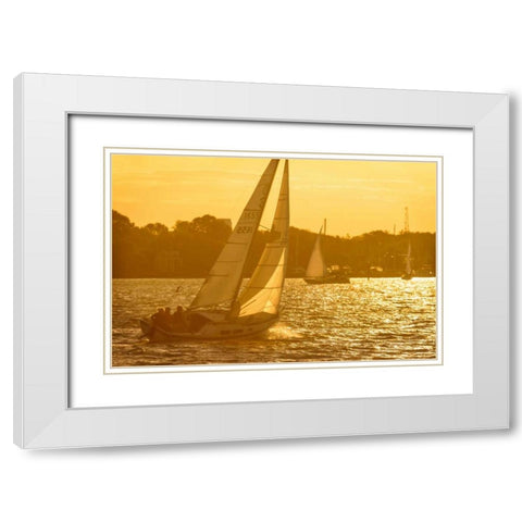 Windward Sunset I White Modern Wood Framed Art Print with Double Matting by Hausenflock, Alan
