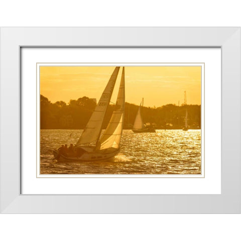 Windward Sunset I White Modern Wood Framed Art Print with Double Matting by Hausenflock, Alan