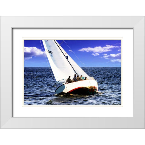 Sailing At Days End White Modern Wood Framed Art Print with Double Matting by Hausenflock, Alan