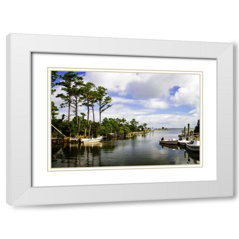 Small Harbor I White Modern Wood Framed Art Print with Double Matting by Hausenflock, Alan