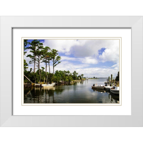Small Harbor I White Modern Wood Framed Art Print with Double Matting by Hausenflock, Alan