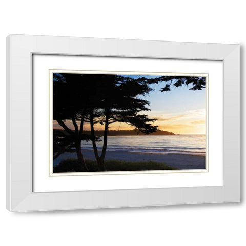 Carmel Sunset IV White Modern Wood Framed Art Print with Double Matting by Hausenflock, Alan