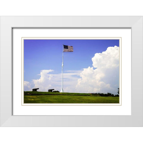 Ol Glory I White Modern Wood Framed Art Print with Double Matting by Hausenflock, Alan