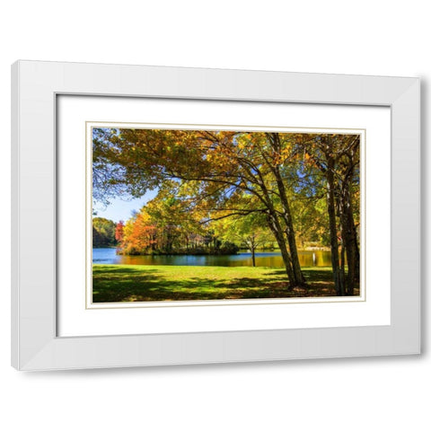 Peaks Of Otter Lake II White Modern Wood Framed Art Print with Double Matting by Hausenflock, Alan