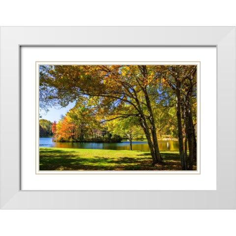 Peaks Of Otter Lake II White Modern Wood Framed Art Print with Double Matting by Hausenflock, Alan