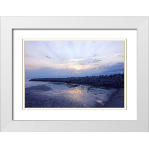 Cedar Island Sunrise White Modern Wood Framed Art Print with Double Matting by Hausenflock, Alan