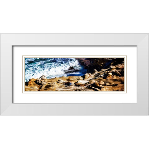 La Jolla Sea Lions II White Modern Wood Framed Art Print with Double Matting by Hausenflock, Alan