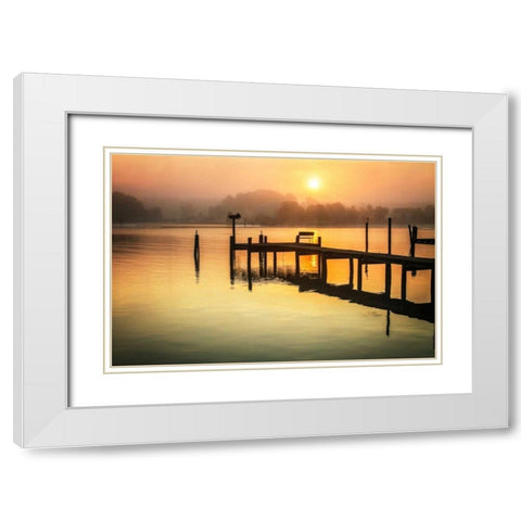 Wicomico River Sunrise II White Modern Wood Framed Art Print with Double Matting by Hausenflock, Alan