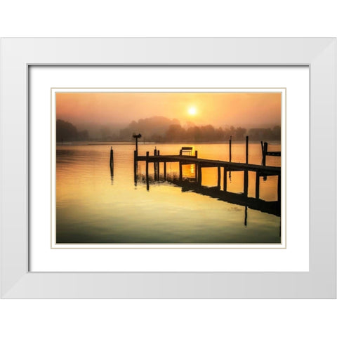 Wicomico River Sunrise II White Modern Wood Framed Art Print with Double Matting by Hausenflock, Alan