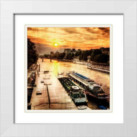 River Seine at Sunset I White Modern Wood Framed Art Print with Double Matting by Hausenflock, Alan