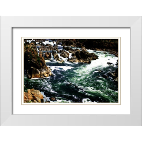 Great Falls I White Modern Wood Framed Art Print with Double Matting by Hausenflock, Alan