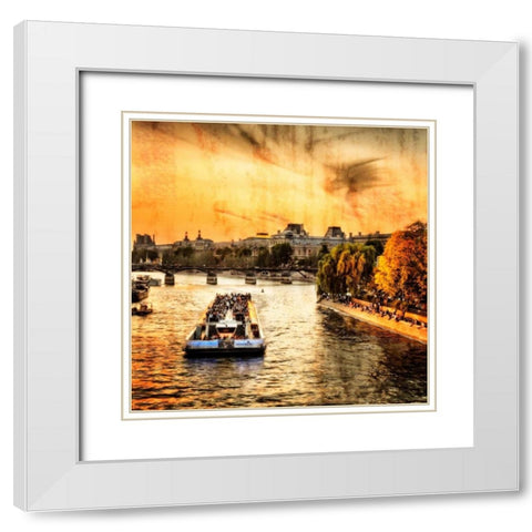 River Seine at Sunset II White Modern Wood Framed Art Print with Double Matting by Hausenflock, Alan