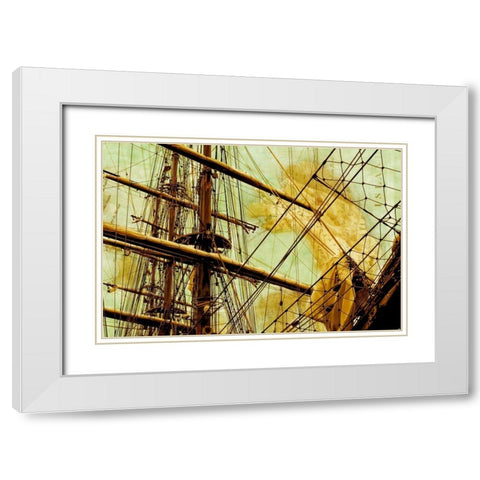 Tall Ship I White Modern Wood Framed Art Print with Double Matting by Hausenflock, Alan