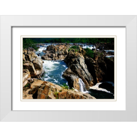 Great Falls II White Modern Wood Framed Art Print with Double Matting by Hausenflock, Alan