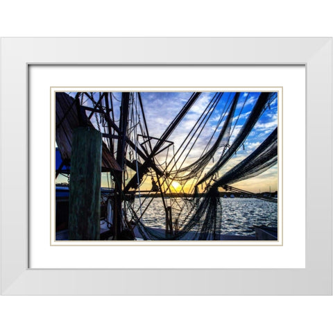 Beaufort Docks II White Modern Wood Framed Art Print with Double Matting by Hausenflock, Alan