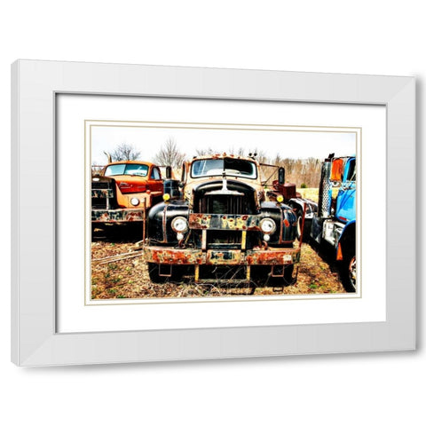 Truck Graveyard White Modern Wood Framed Art Print with Double Matting by Hausenflock, Alan