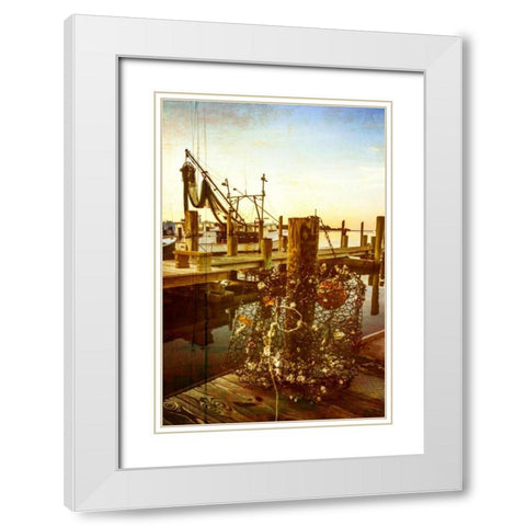 At the Dock IV White Modern Wood Framed Art Print with Double Matting by Hausenflock, Alan