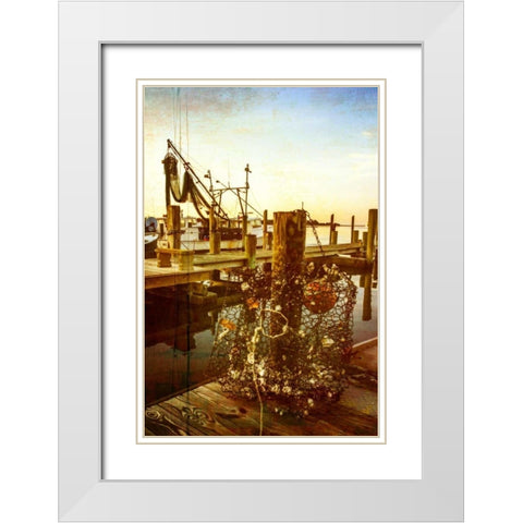 At the Dock IV White Modern Wood Framed Art Print with Double Matting by Hausenflock, Alan