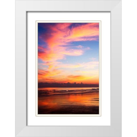 Red Sunrise I White Modern Wood Framed Art Print with Double Matting by Hausenflock, Alan