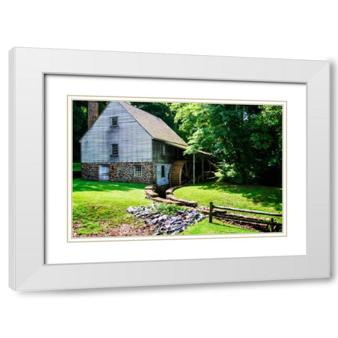 18th Century Grist Mill II White Modern Wood Framed Art Print with Double Matting by Hausenflock, Alan
