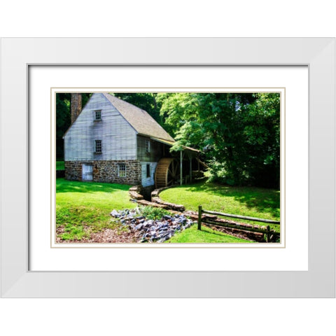 18th Century Grist Mill II White Modern Wood Framed Art Print with Double Matting by Hausenflock, Alan