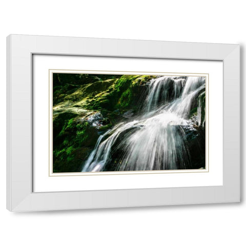 Dark Hollow Falls II White Modern Wood Framed Art Print with Double Matting by Hausenflock, Alan