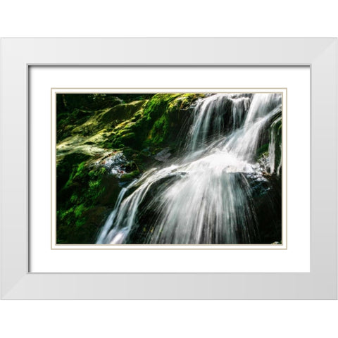 Dark Hollow Falls II White Modern Wood Framed Art Print with Double Matting by Hausenflock, Alan