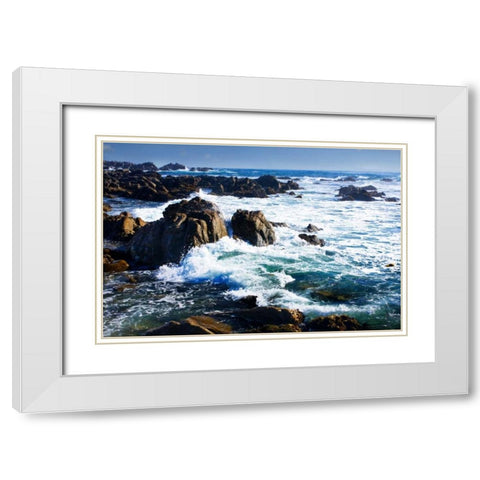 Churning Surf White Modern Wood Framed Art Print with Double Matting by Hausenflock, Alan