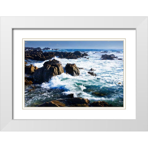 Churning Surf White Modern Wood Framed Art Print with Double Matting by Hausenflock, Alan