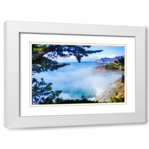 Fog Over Big Sur White Modern Wood Framed Art Print with Double Matting by Hausenflock, Alan