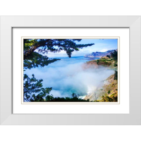 Fog Over Big Sur White Modern Wood Framed Art Print with Double Matting by Hausenflock, Alan