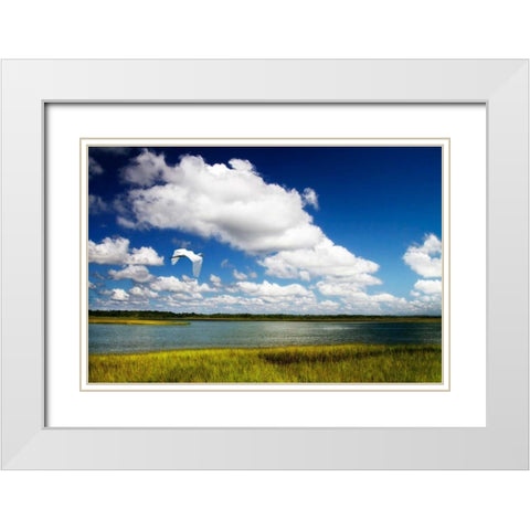 Wetland Herons I White Modern Wood Framed Art Print with Double Matting by Hausenflock, Alan