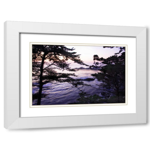 Carmel Highlands Sunset I White Modern Wood Framed Art Print with Double Matting by Hausenflock, Alan