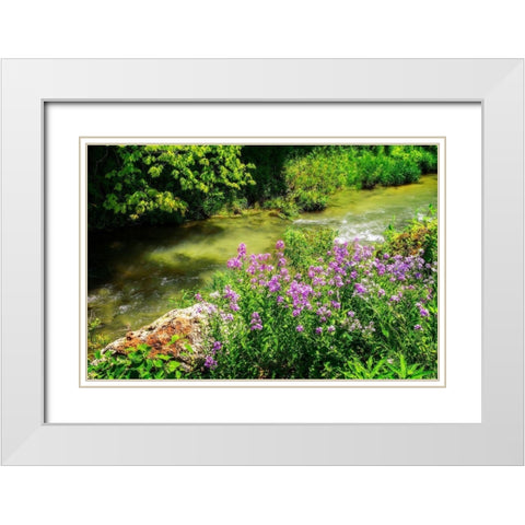 Gentle Stream III White Modern Wood Framed Art Print with Double Matting by Hausenflock, Alan