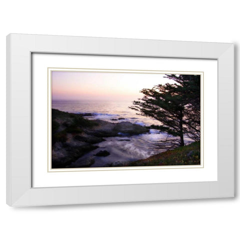 Carmel Highlands Sunset II White Modern Wood Framed Art Print with Double Matting by Hausenflock, Alan