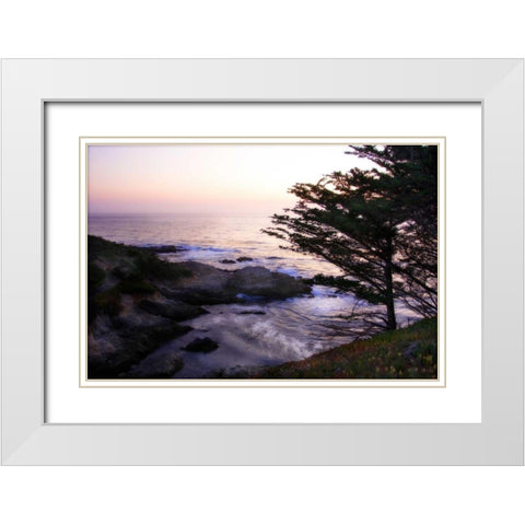 Carmel Highlands Sunset II White Modern Wood Framed Art Print with Double Matting by Hausenflock, Alan