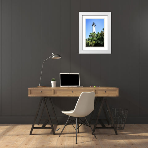 Saint Simons Lighthouse I White Modern Wood Framed Art Print with Double Matting by Hausenflock, Alan