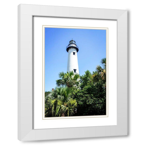 Saint Simons Lighthouse I White Modern Wood Framed Art Print with Double Matting by Hausenflock, Alan