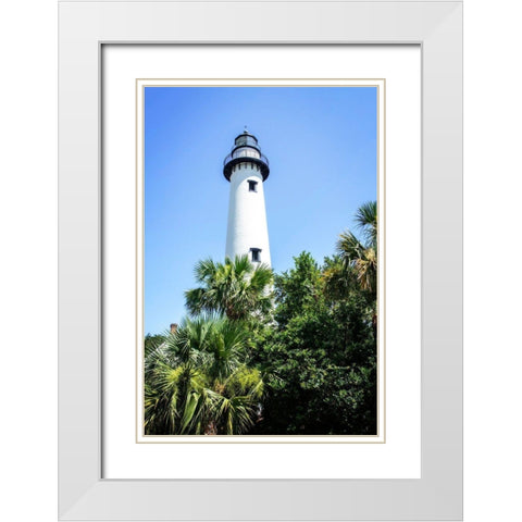 Saint Simons Lighthouse I White Modern Wood Framed Art Print with Double Matting by Hausenflock, Alan