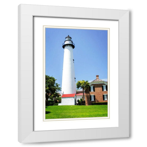 Saint Simons Lighthouse II White Modern Wood Framed Art Print with Double Matting by Hausenflock, Alan