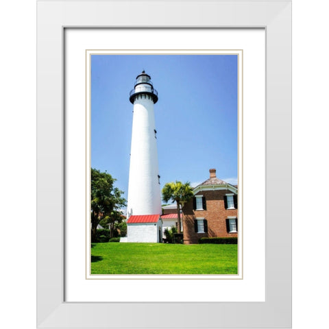 Saint Simons Lighthouse II White Modern Wood Framed Art Print with Double Matting by Hausenflock, Alan