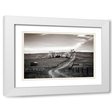 Lonely Road I White Modern Wood Framed Art Print with Double Matting by Hausenflock, Alan