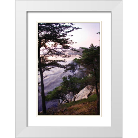 Carmel Highlands Sunset III White Modern Wood Framed Art Print with Double Matting by Hausenflock, Alan