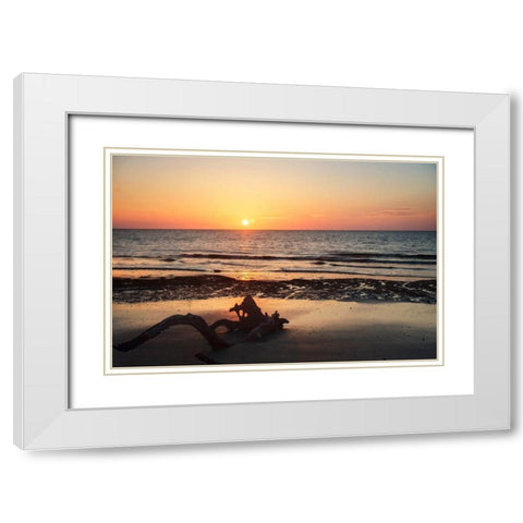 Jekyll Island Sunrise II White Modern Wood Framed Art Print with Double Matting by Hausenflock, Alan