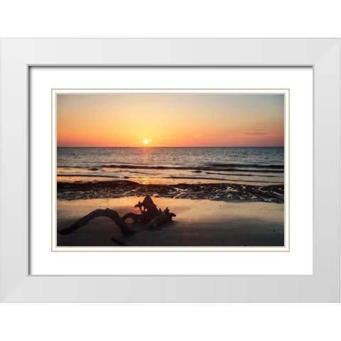 Jekyll Island Sunrise II White Modern Wood Framed Art Print with Double Matting by Hausenflock, Alan