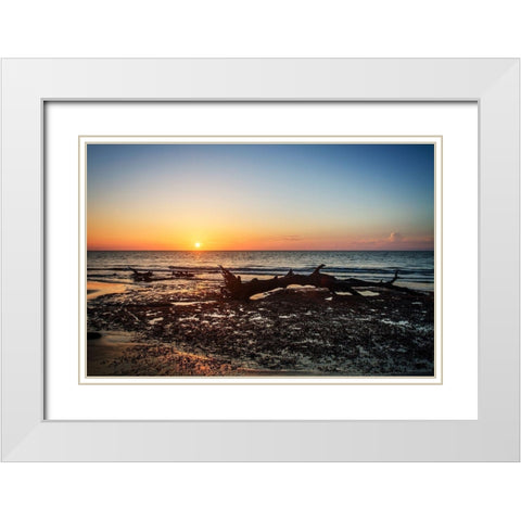 Jekyll Island Sunrise IV White Modern Wood Framed Art Print with Double Matting by Hausenflock, Alan