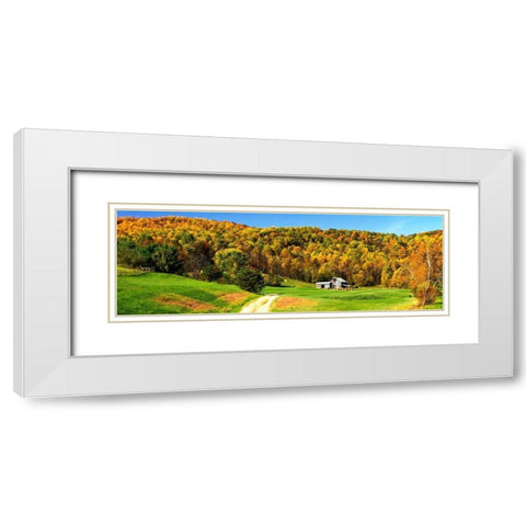 Rolling Autumn Hills II White Modern Wood Framed Art Print with Double Matting by Hausenflock, Alan