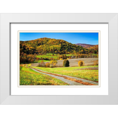 Autumn Hills Farm White Modern Wood Framed Art Print with Double Matting by Hausenflock, Alan