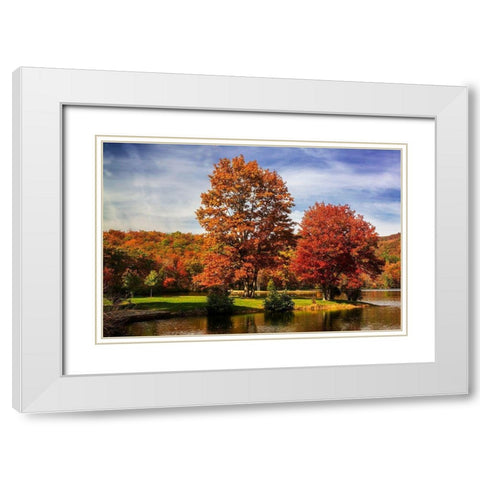 Autumn by the River II White Modern Wood Framed Art Print with Double Matting by Hausenflock, Alan